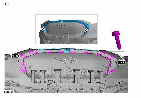 Diagram of Non-GT 3D Grill installation with highlighted clip locations and instructions