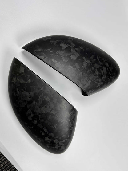 Dry carbon fiber mirror caps for Mustang Mach-E 2021-2025 in carbon black or forged carbon finish