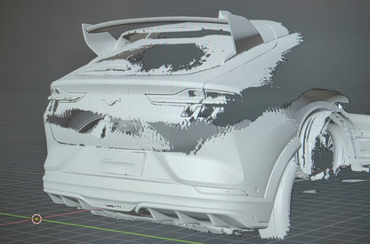 3D model of Ford Mustang Mach-E equipped with Rally Wing Spoiler on rear trunk in white finish