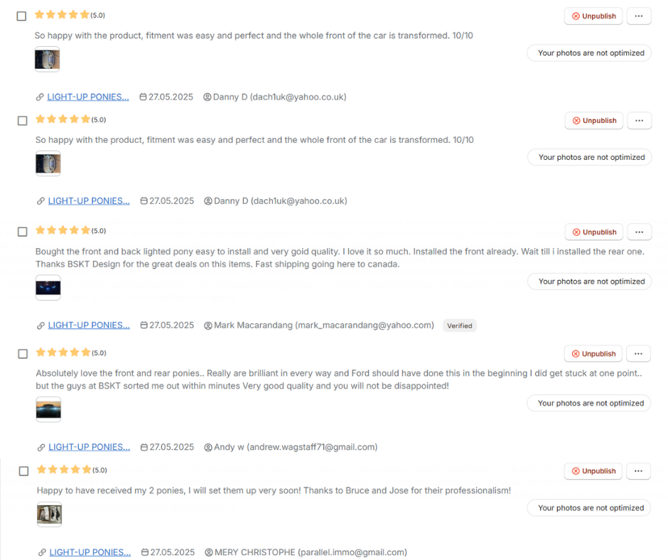 Light-Up Ponies Mustang Mach-E LED emblems front and rear for 2021-2025 non-GT models with plug-and-play installation and brake/reverse light features