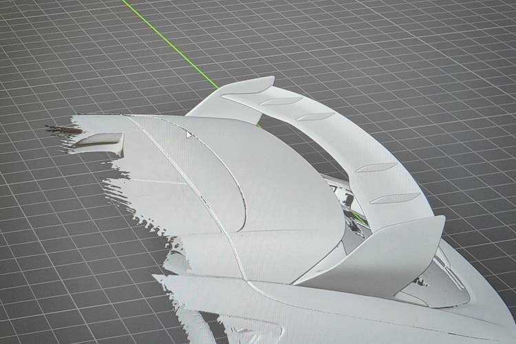 3D model of Rally Wing Spoiler designed for Ford Mustang Mach-E with aerodynamic features and sleek design