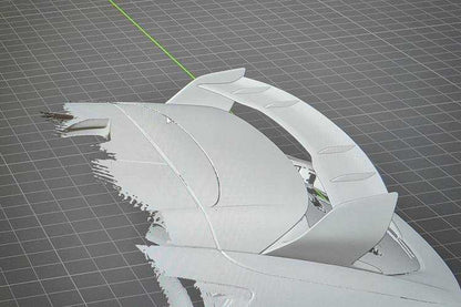 3D model of Rally Wing Spoiler designed for Ford Mustang Mach-E with aerodynamic features and sleek design