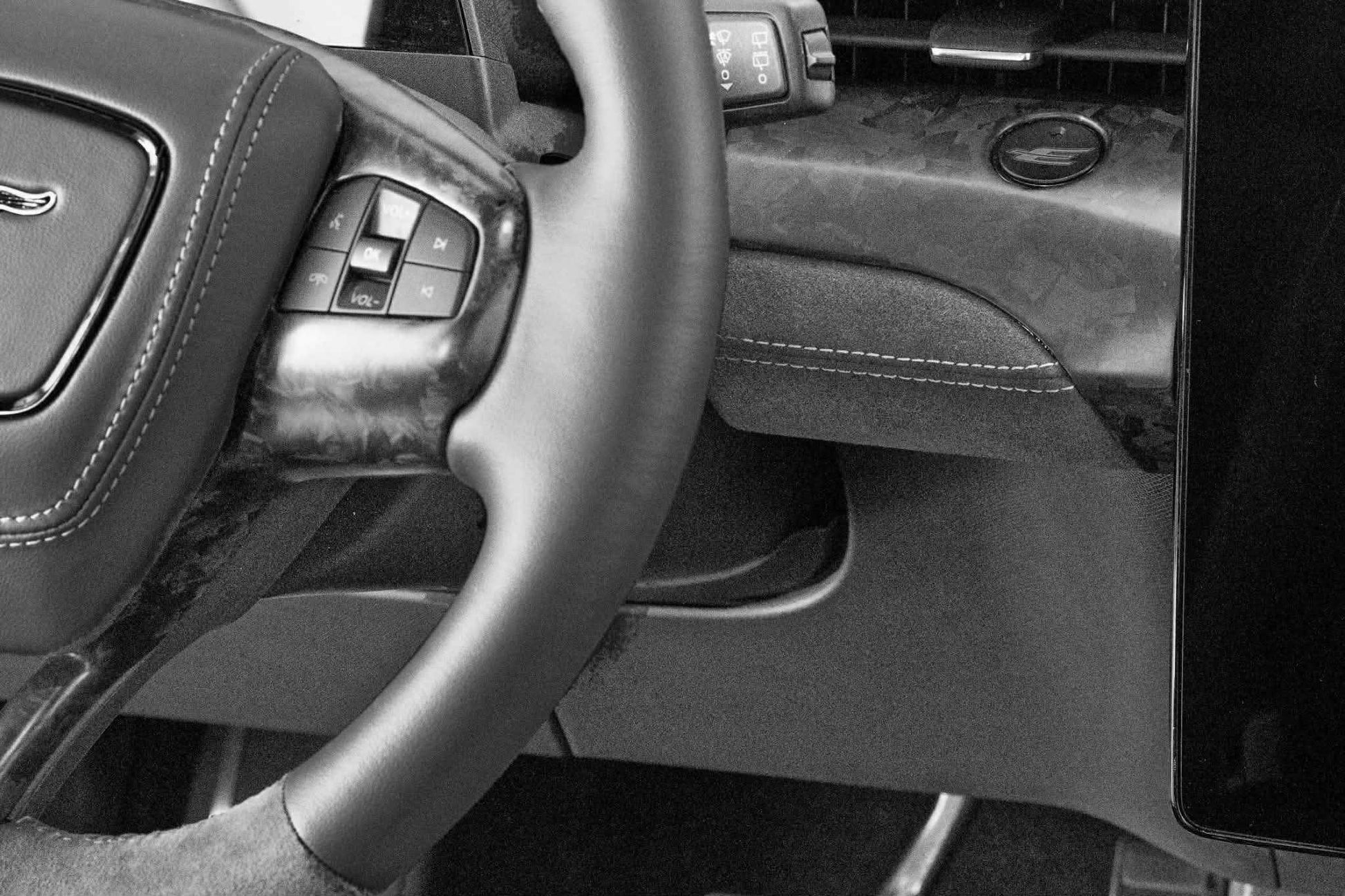 Dry Carbon Fiber Dash on Mustang Mach-E steering wheel and dashboard interior trim