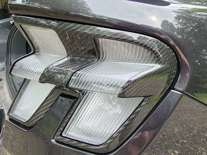 Dry carbon rear lamps trim installed on Mustang Mach-E taillight for 2021-2025 models
