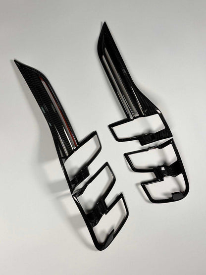 Dry Carbon Rear Lamps Trim for Mustang Mach-E 2021-2025 in sleek black carbon fiber finish