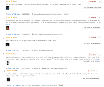 BSKT Light-Up Ponies V3 for Mustang Mach-E rear emblem red and white LED plug-and-play installation