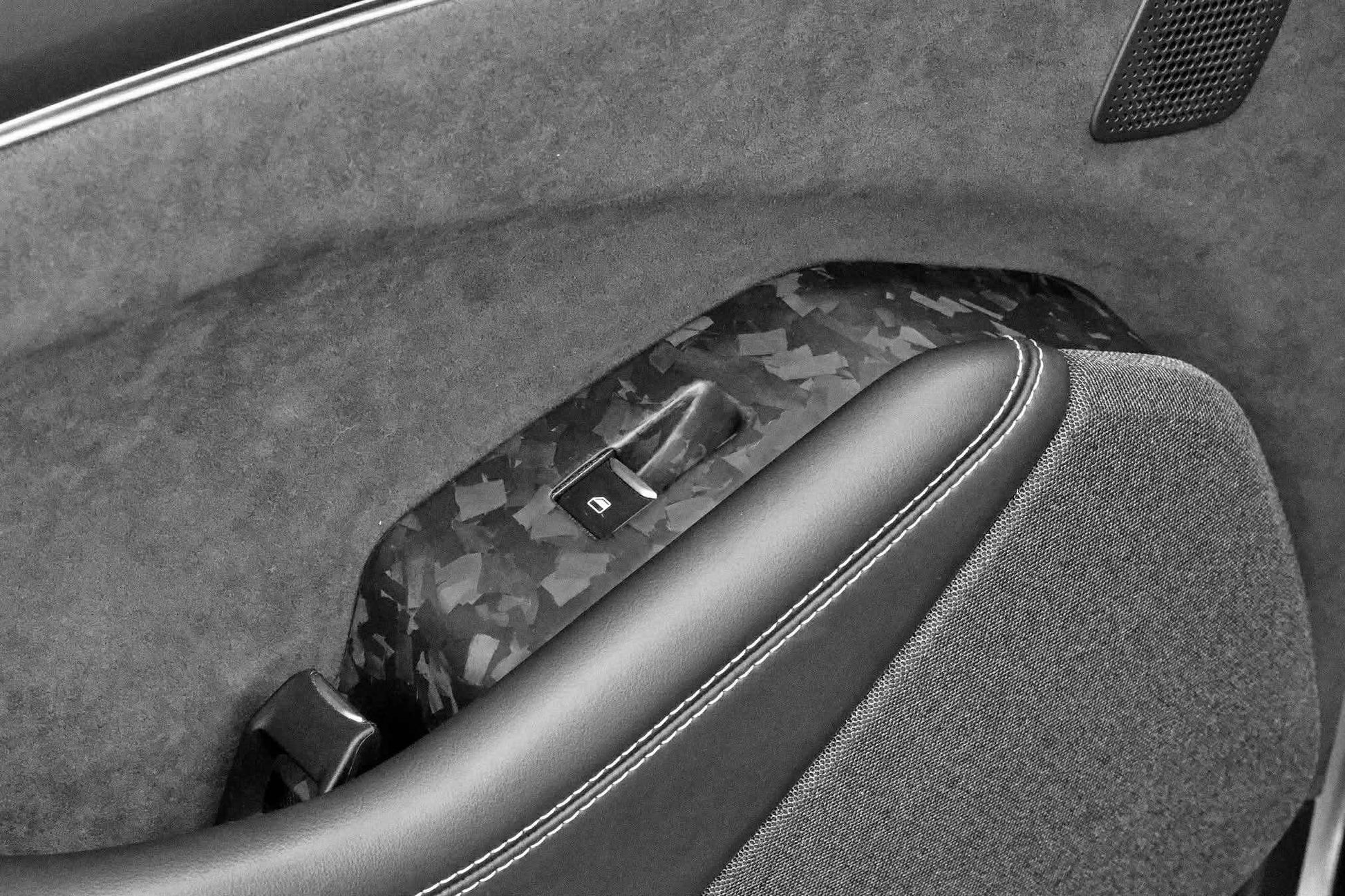 Dry carbon fiber door panel trim for Ford Mustang Mach-E interior upgrade