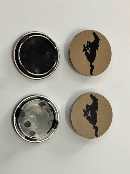 Mach-E center caps forged metal custom design black horse logo durable original size precise fit easy installation