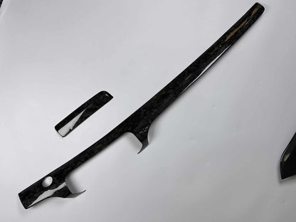 Dry carbon fiber dashboard trim for 2021-2025 Ford Mustang Mach-E in sleek forged carbon finish