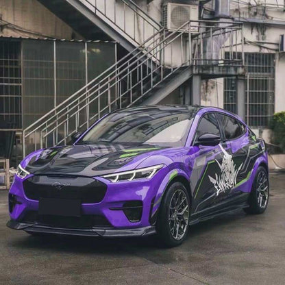 Purple Mustang Mach-E GT 2021-2025 with carbon fiber front lip splitter installed