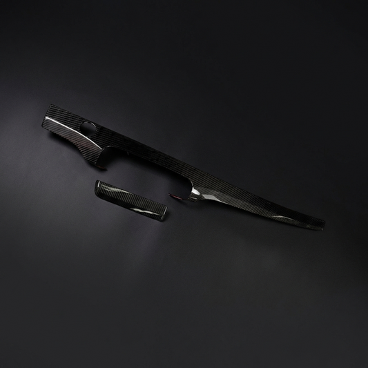 Dry Carbon Fiber Dash upgrade for 2021-2025 Ford Mustang Mach-E interior, lightweight and durable carbon fiber finish