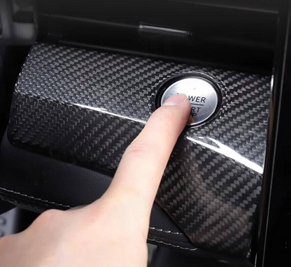 Dry Carbon Fiber Dash for Mustang Mach-E with sleek carbon weave finish and integrated start button slot