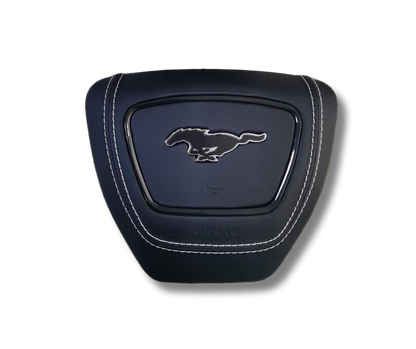 Ford center airbag with Mustang logo and premium leather stitching for Mach-E customization
