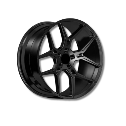 Black custom forged aluminum wheel rim for Mustang Mach-E, lightweight and durable design.