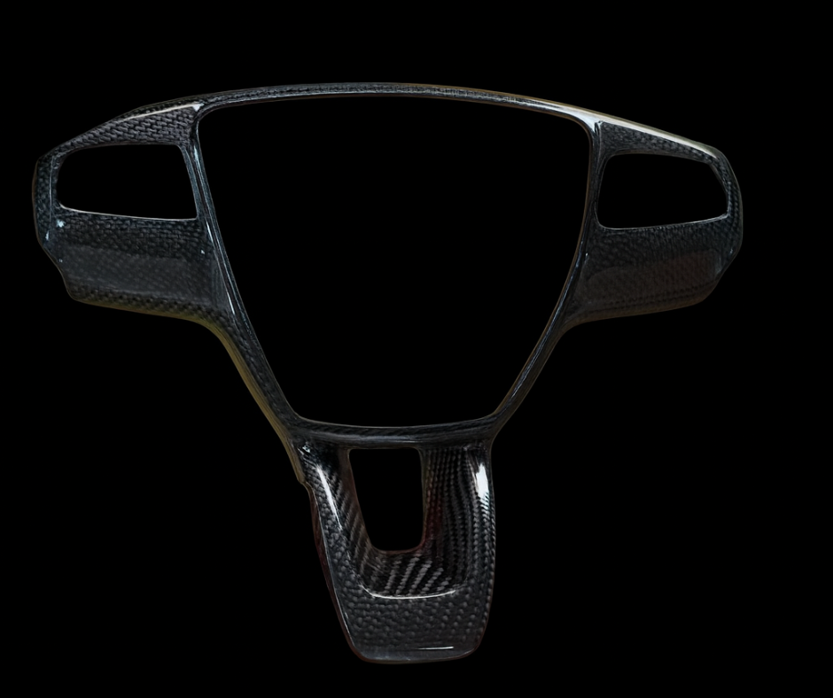 Carbon fiber steering wheel trim for Mustang Mach-E with ergonomic design and premium finish