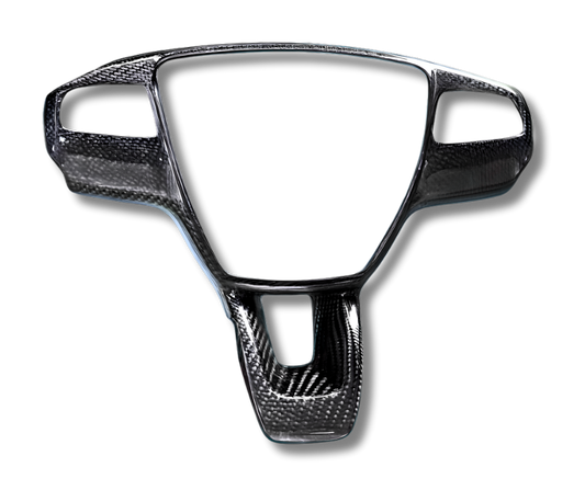 Carbon fiber steering wheel trim for Mustang Mach-E with ergonomic design and seamless button access