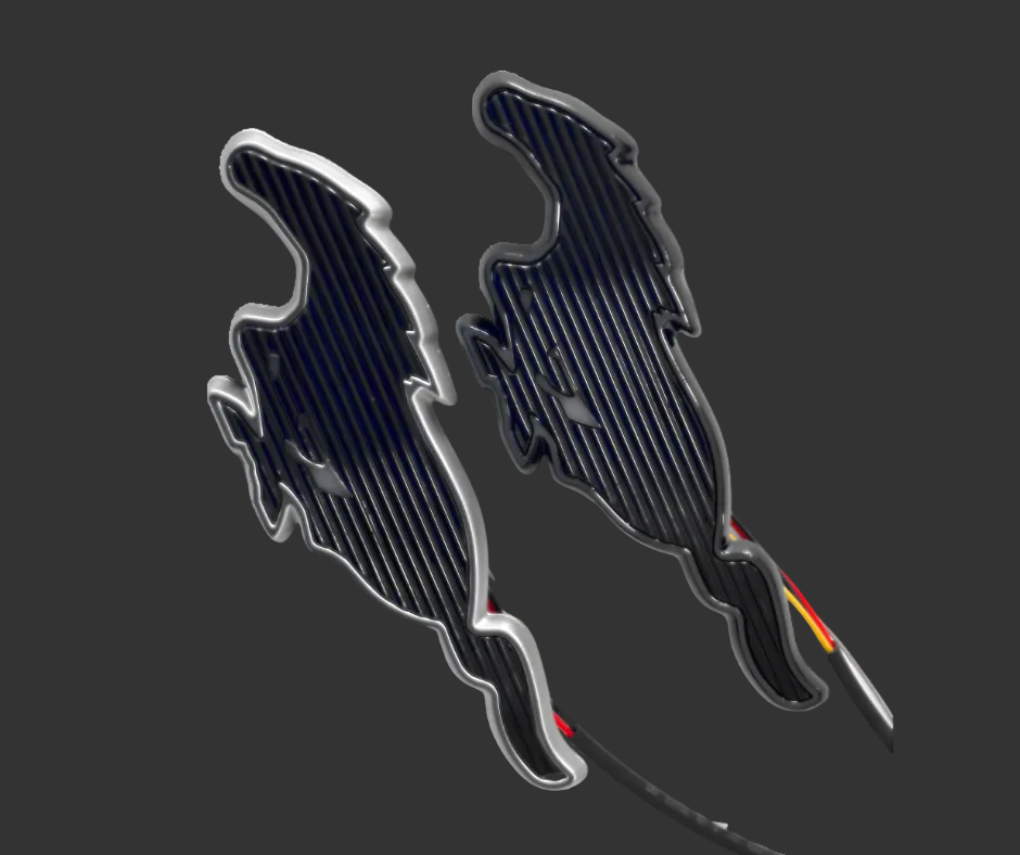 BSKT Light-Up Rear Ultimate Pony emblem with bright red brake and white reverse LED lights for Mustang Mach-E