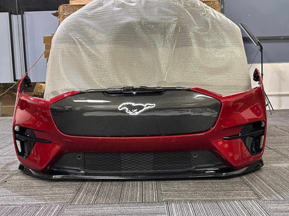 GT GRILL V2 carbon fiber grille with light-up pony for 2021-2025 Mustang Mach-E GT/GTPE front bumper in red