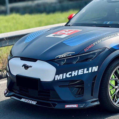 Front Lip Splitter for Mustang Mach-E GT 2021-2025 in wet carbon fiber enhancing sporty look and aerodynamics