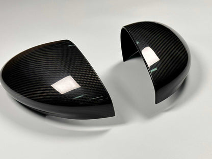 Carbon fiber mirror caps for Mustang Mach-E 2021-2025 with glossy black finish