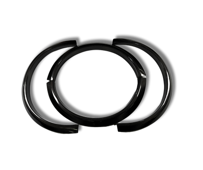 Set of black carbon wider fender flares for enhanced tire fit and aggressive vehicle stance