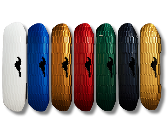 Colorful 3D grill kit pieces with Mustang pony logo for premium vehicle front-end upgrade